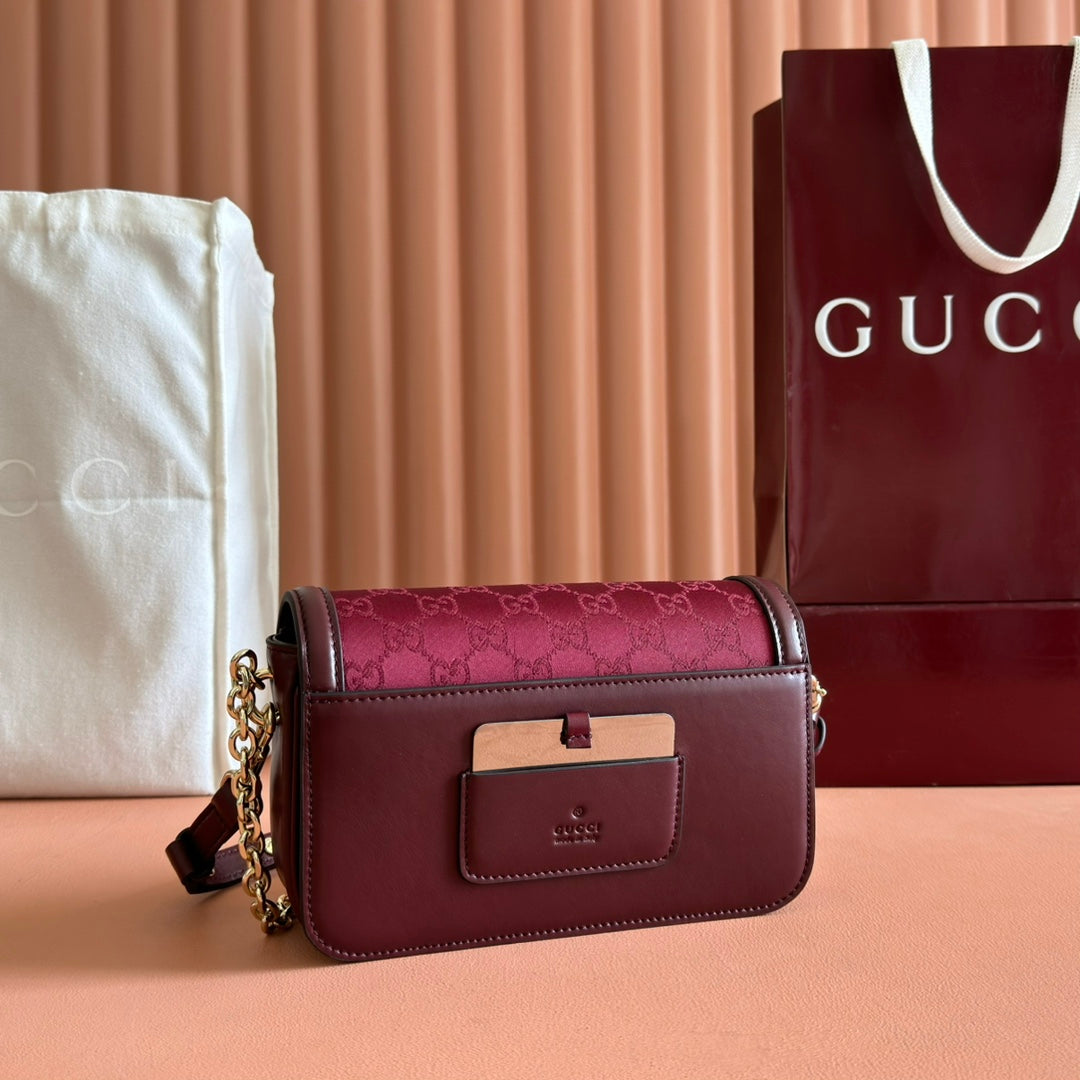 Gucci GO Small Shoulder Bag Burgundy Leather Canvas 248114 mysite