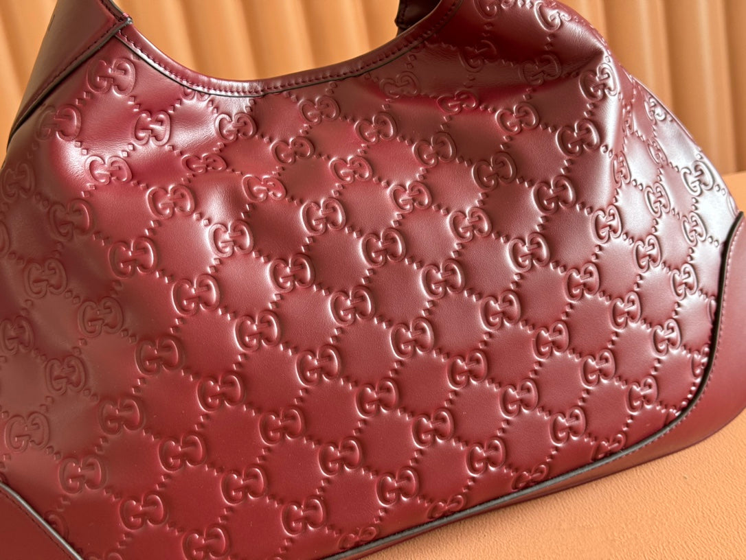 Gucci Body Double Lock Handbag Rosso Ancora Red Embossed Leather 248136 mysite