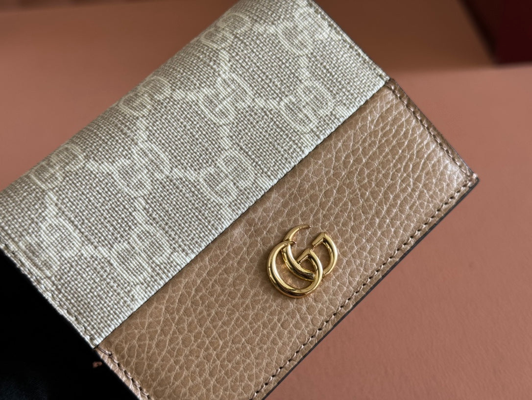 Gucci Marmont Wallet Beige mix Brown Canvas Leather 250959 mysite