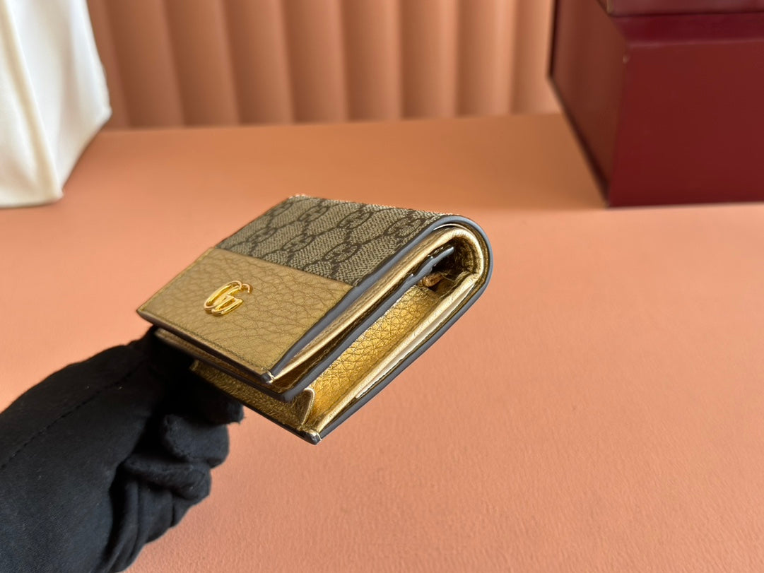 Gucci Marmont Wallet Ebony mix Gold Canvas Leather 250961 mysite