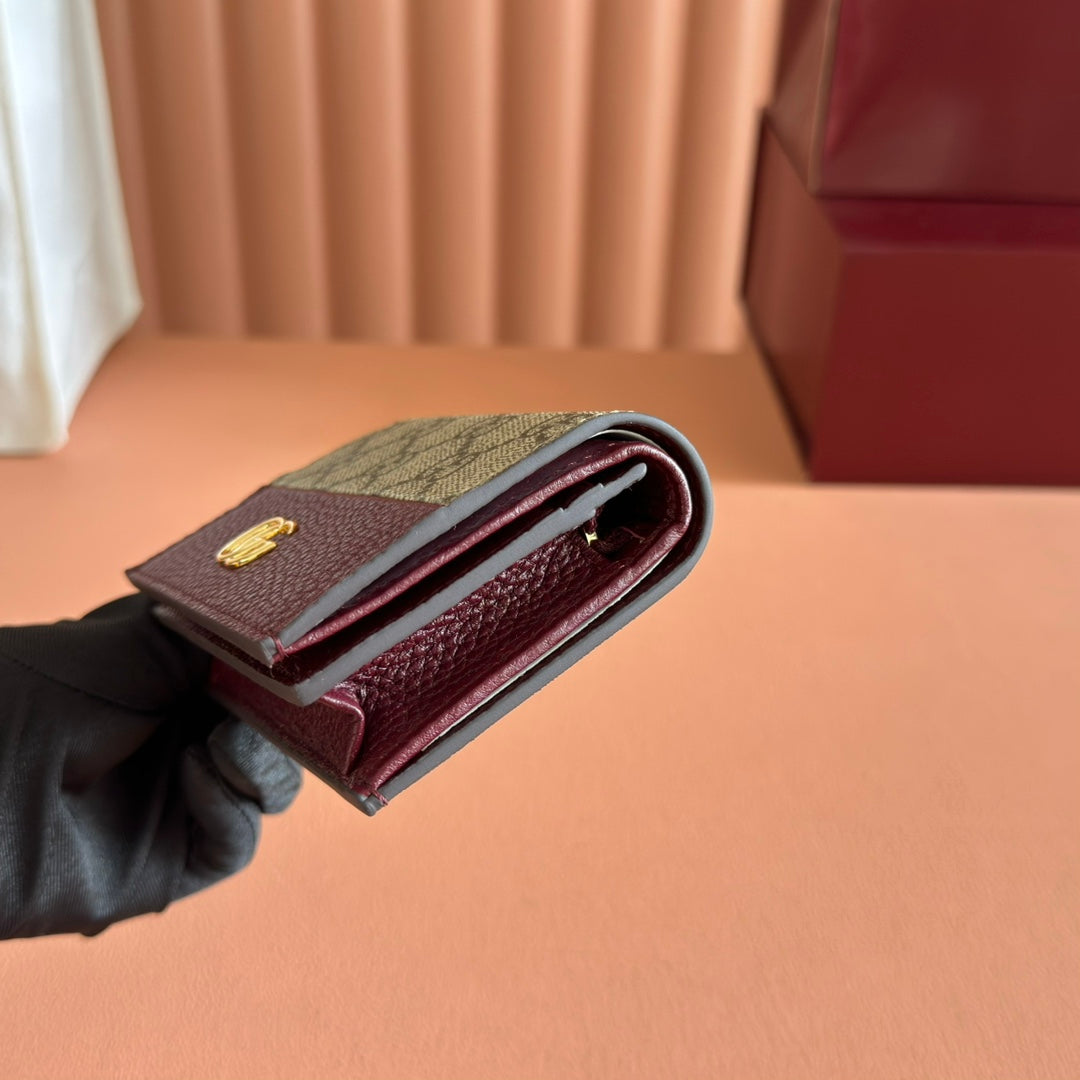 Gucci Marmont Wallet Ebony mix Rosso Ancora Red Canvas Leather 255306 mysite