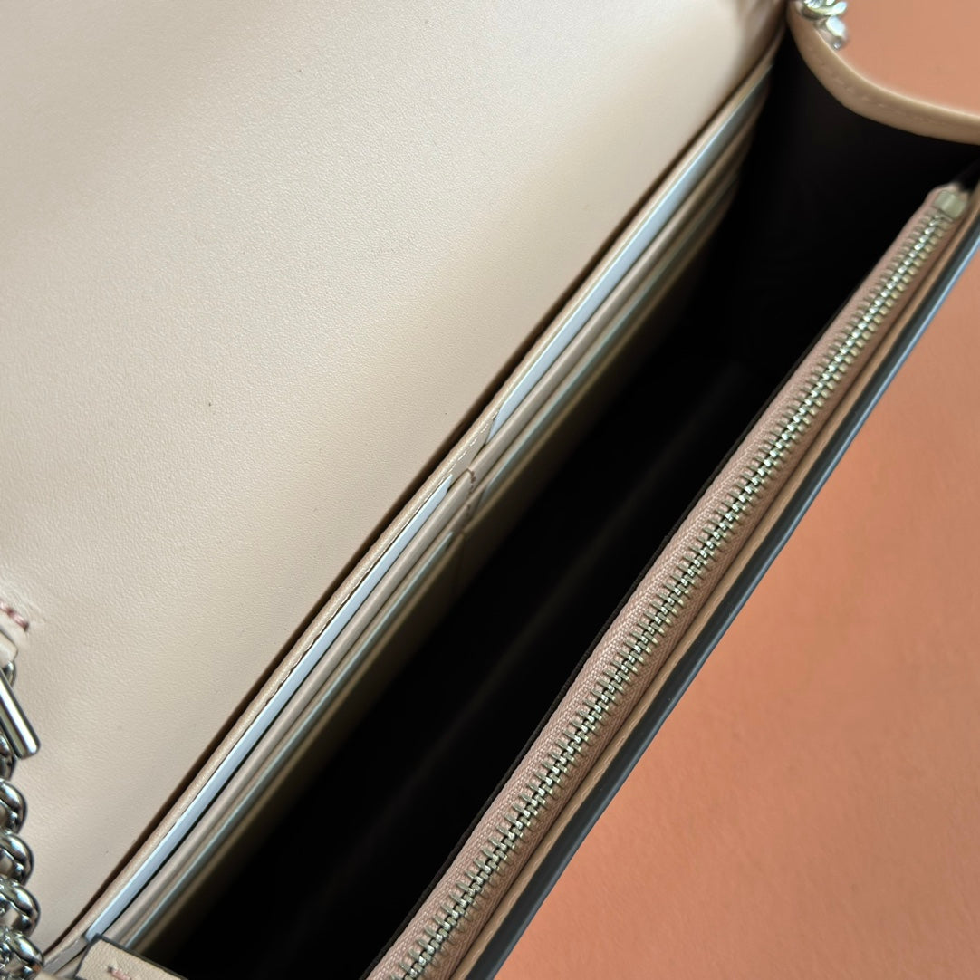 Gucci Marmont Chain Wallet Ebony mix Beige Leather Canvas 255315 mysite