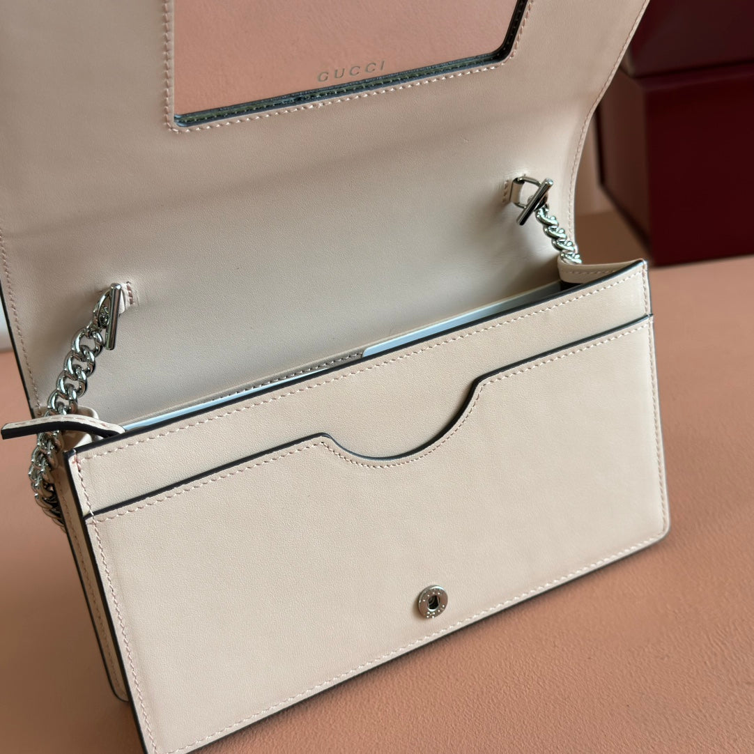 Gucci Marmont Chain Wallet Ebony mix Beige Leather Canvas 255315 mysite