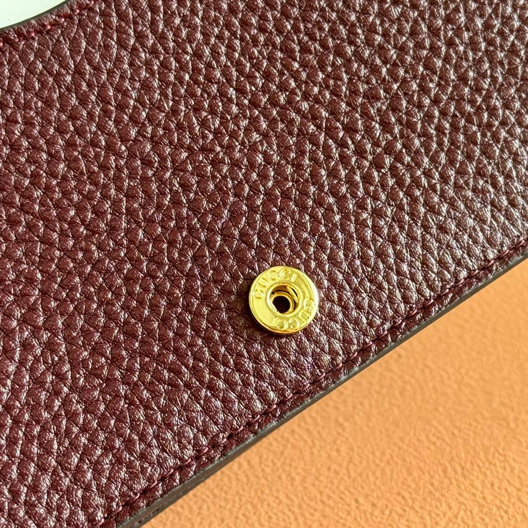 Gucci Marmont Chain Wallet Ebony mix Rosso Ancora Red Leather Canvas 255316 mysite