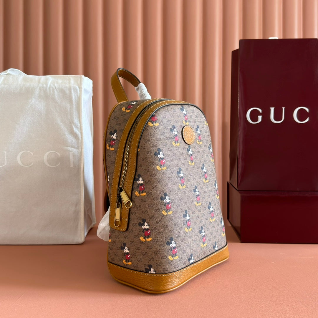 Gucci Mickey Backpack Brown Canvas Leather 255347 mysite
