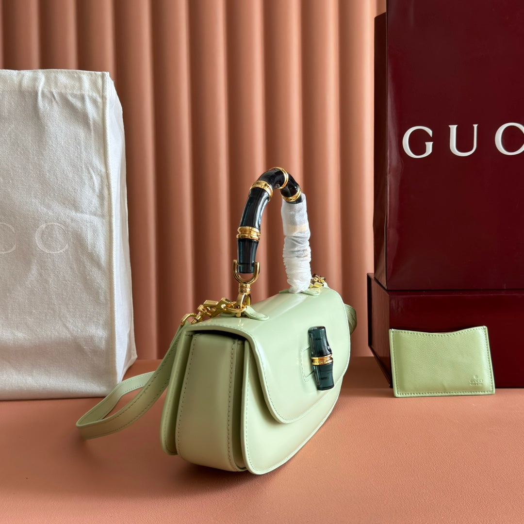 Gucci Bamboo Diva Bag Mint Green Leather 255199 mysite