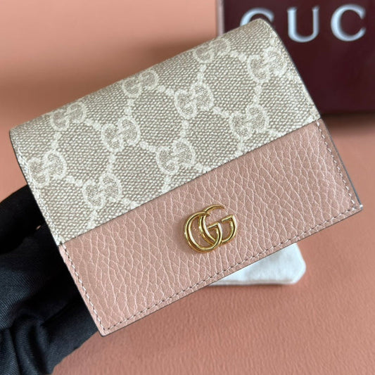 Gucci Marmont Wallet Beige mix Pink Canvas Leather 255233 mysite