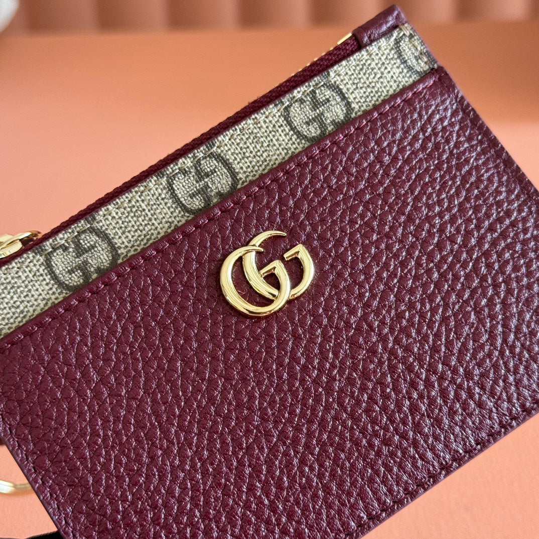 GG Marmont Card Case Zipper Wallet Rosso Ancora Red Leather Canvas 255160 mysite