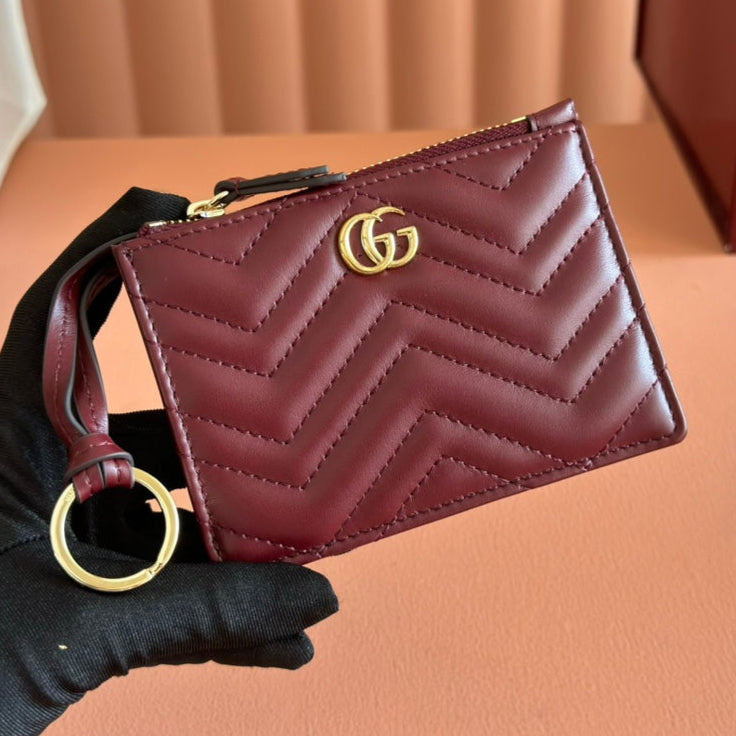 GG Marmont Card Case Zipper Wallet Rosso Ancora Red Leather 255164 mysite