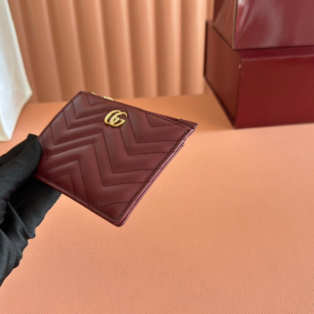 GG Marmont Card Case Zipper Wallet Rosso Ancora Red Leather 255164 mysite