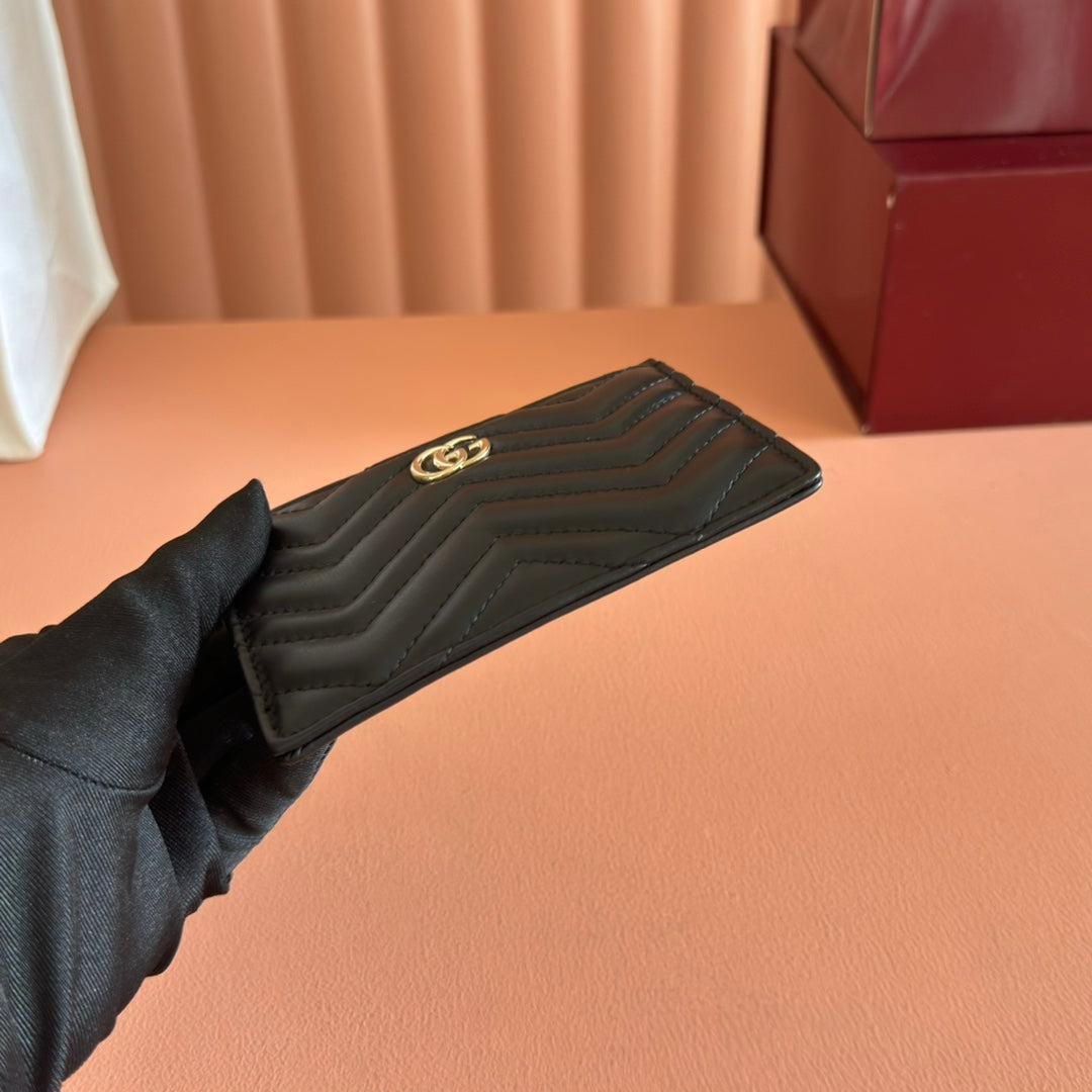GG Marmont Card Case Zipper Wallet Black Leather 255163 mysite
