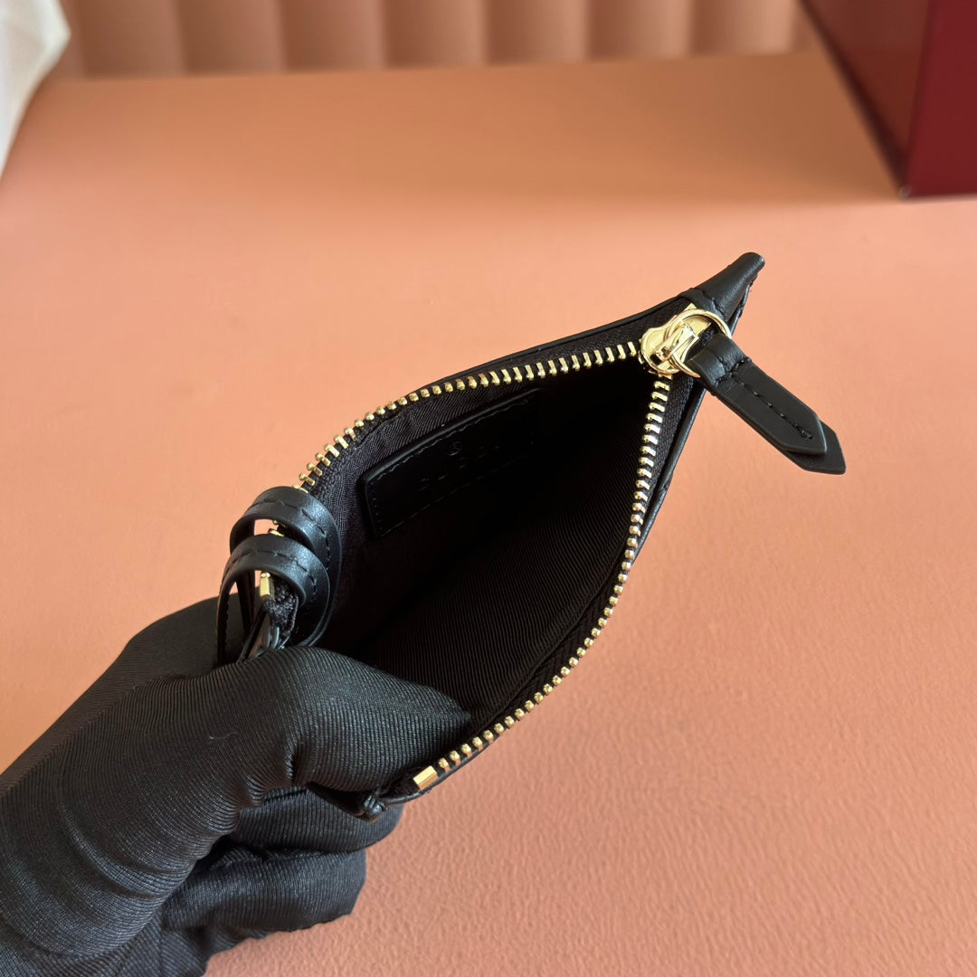 GG Marmont Card Case Zipper Wallet Black Leather 255163 mysite