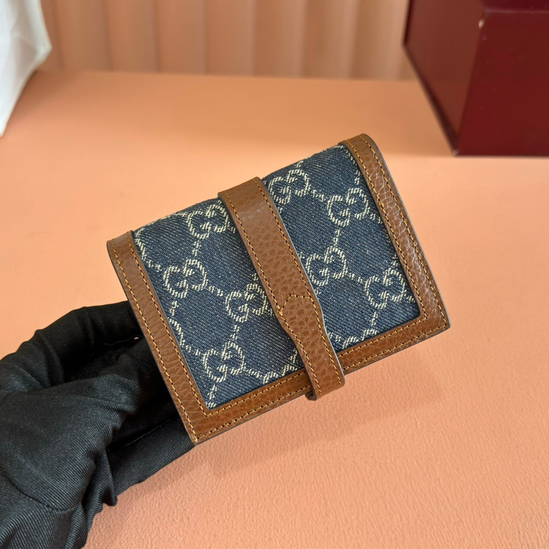 Gucci Jackie Wallet Blue Brown Canvas Leather 255172 mysite