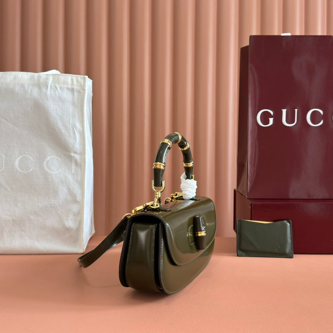 Gucci Bamboo Diva Bag Dark Green Leather 255007 mysite