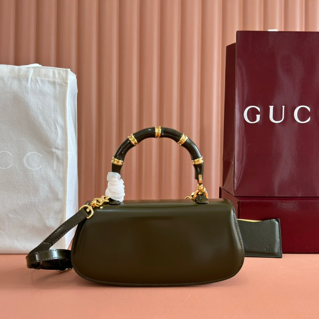 Gucci Bamboo Diva Bag Dark Green Leather 255007 mysite
