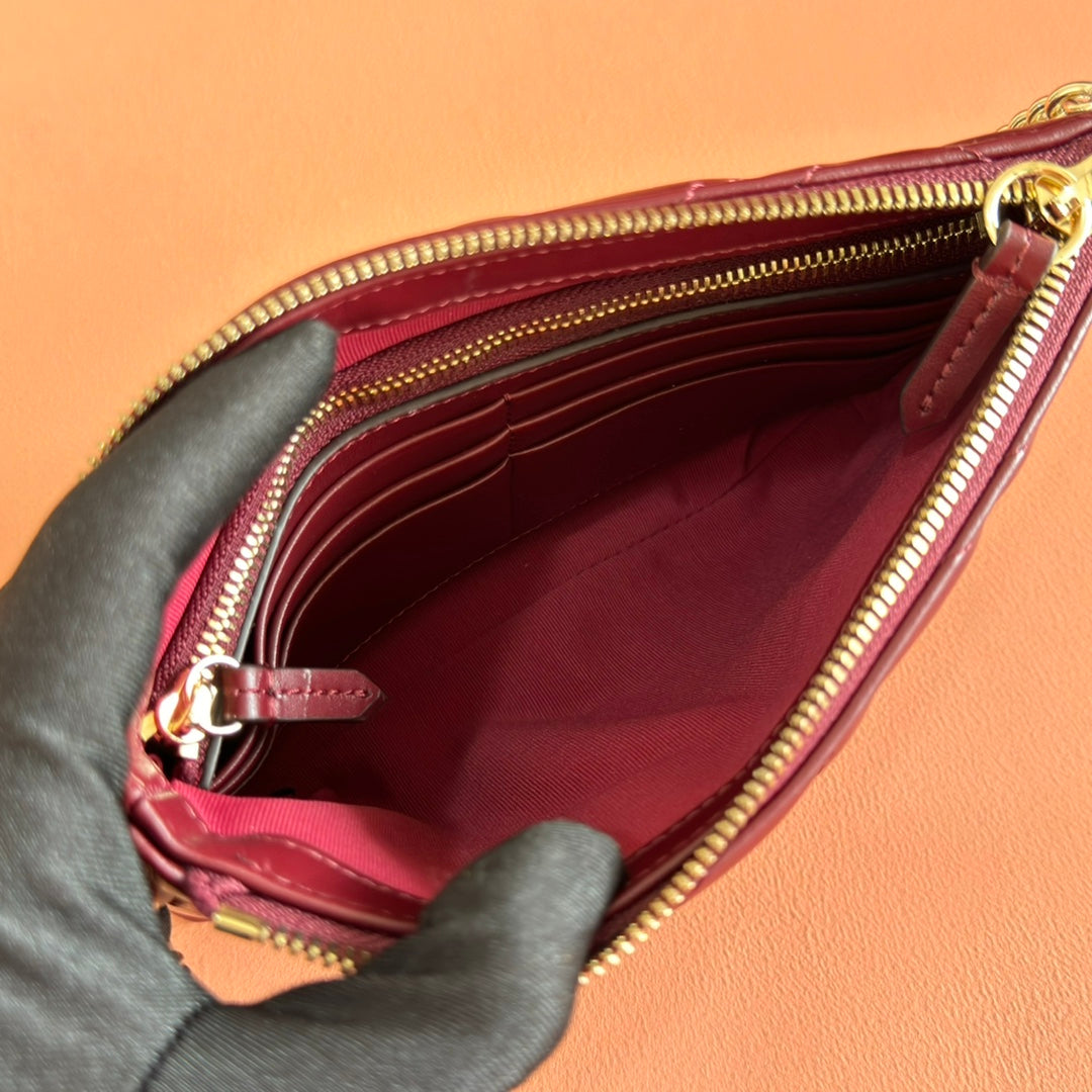 GG Marmont Pochette With Chain Rosso Ancora Red Cowhide 255062 mysite