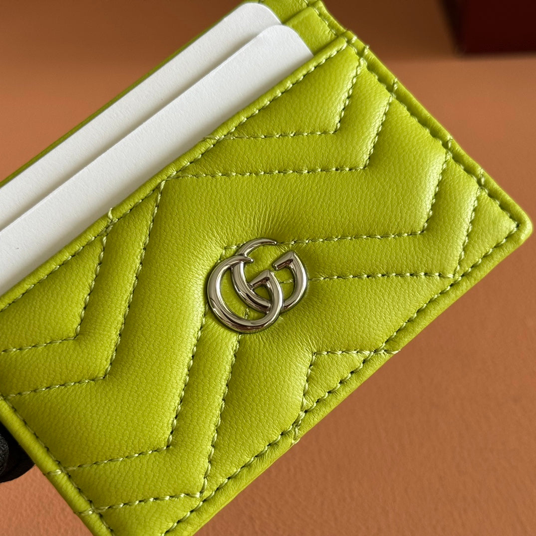 Gucci Marmont Card Wallet Lime Green Calfskin 254956 mysite