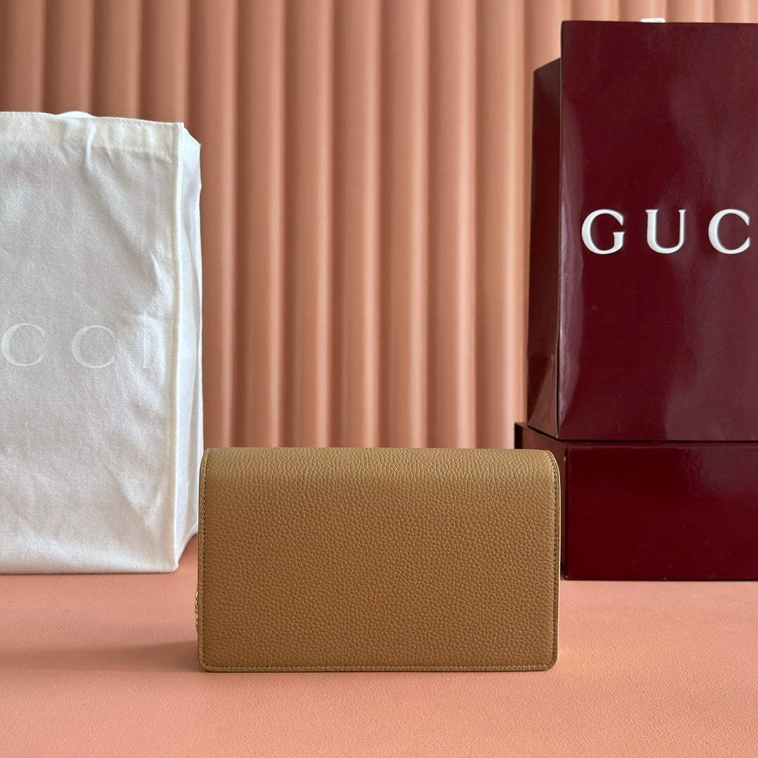 Gucci Marmont Chain Wallet Brown mix Light Green Leather 254943 mysite