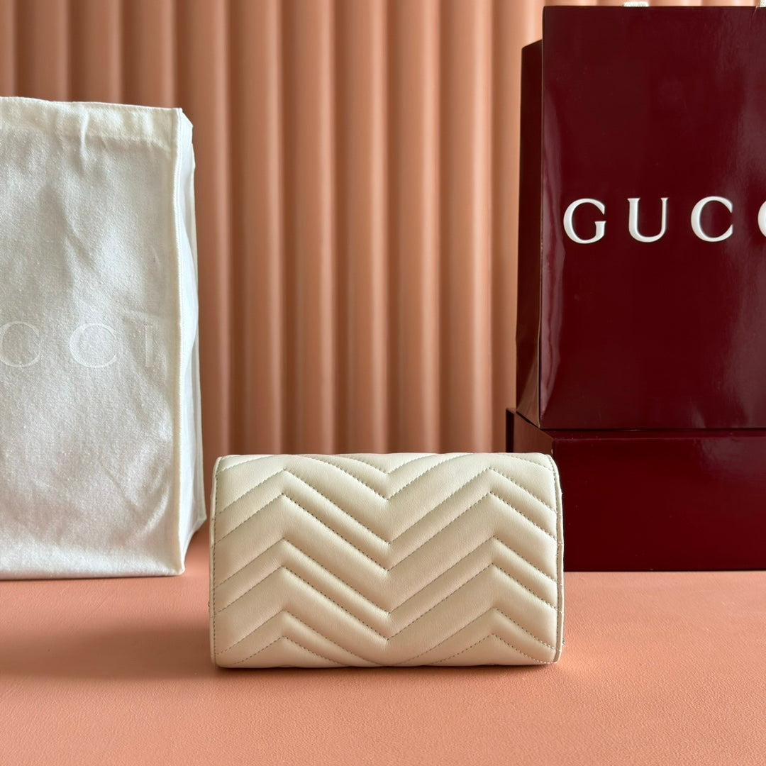 Gucci Marmont Chain Wallet White Cowhide 254967 mysite
