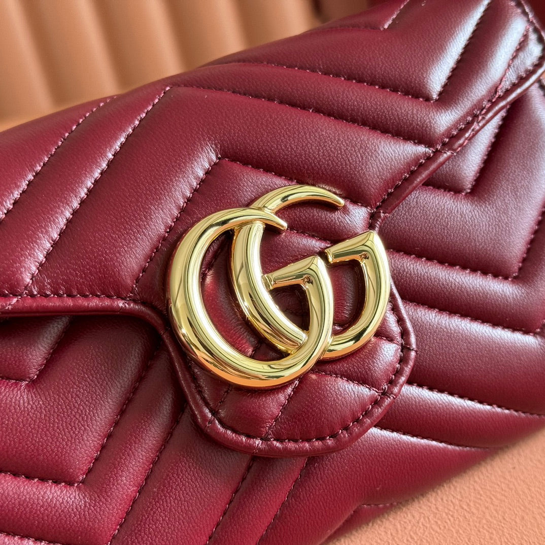 Gucci Marmont Chain Wallet Rosso Ancora Red Cowhide 254968 mysite
