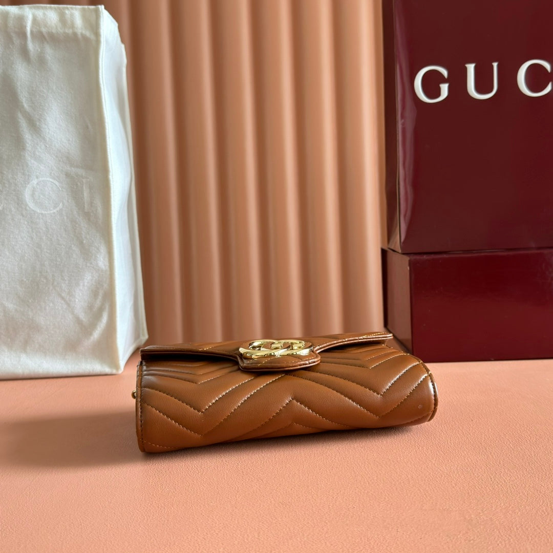 Gucci Marmont Chain Wallet Brown Cowhide 254969 mysite