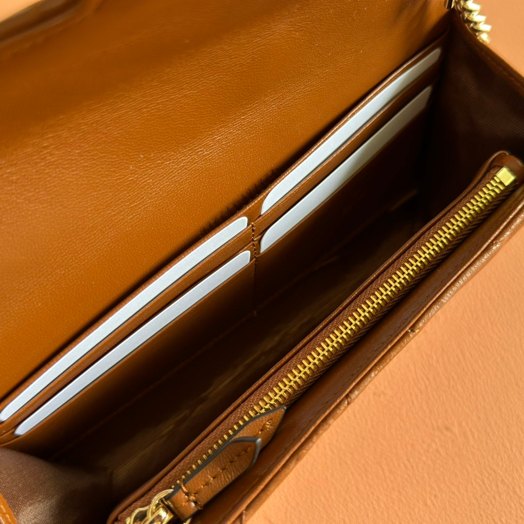 Gucci Marmont Chain Wallet Brown Cowhide 254969 mysite