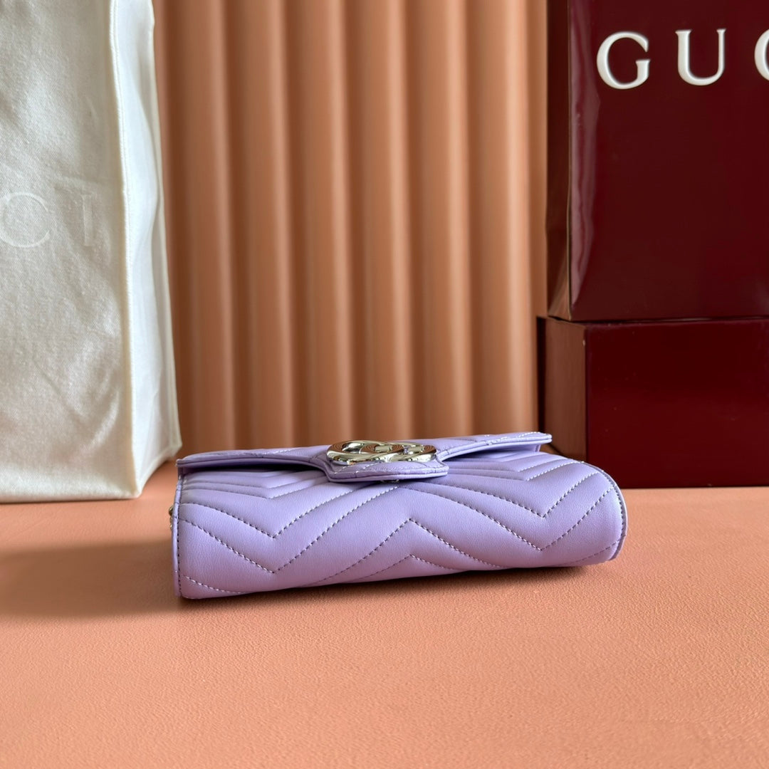 Gucci Marmont Chain Wallet Purple Cowhide 254971 mysite