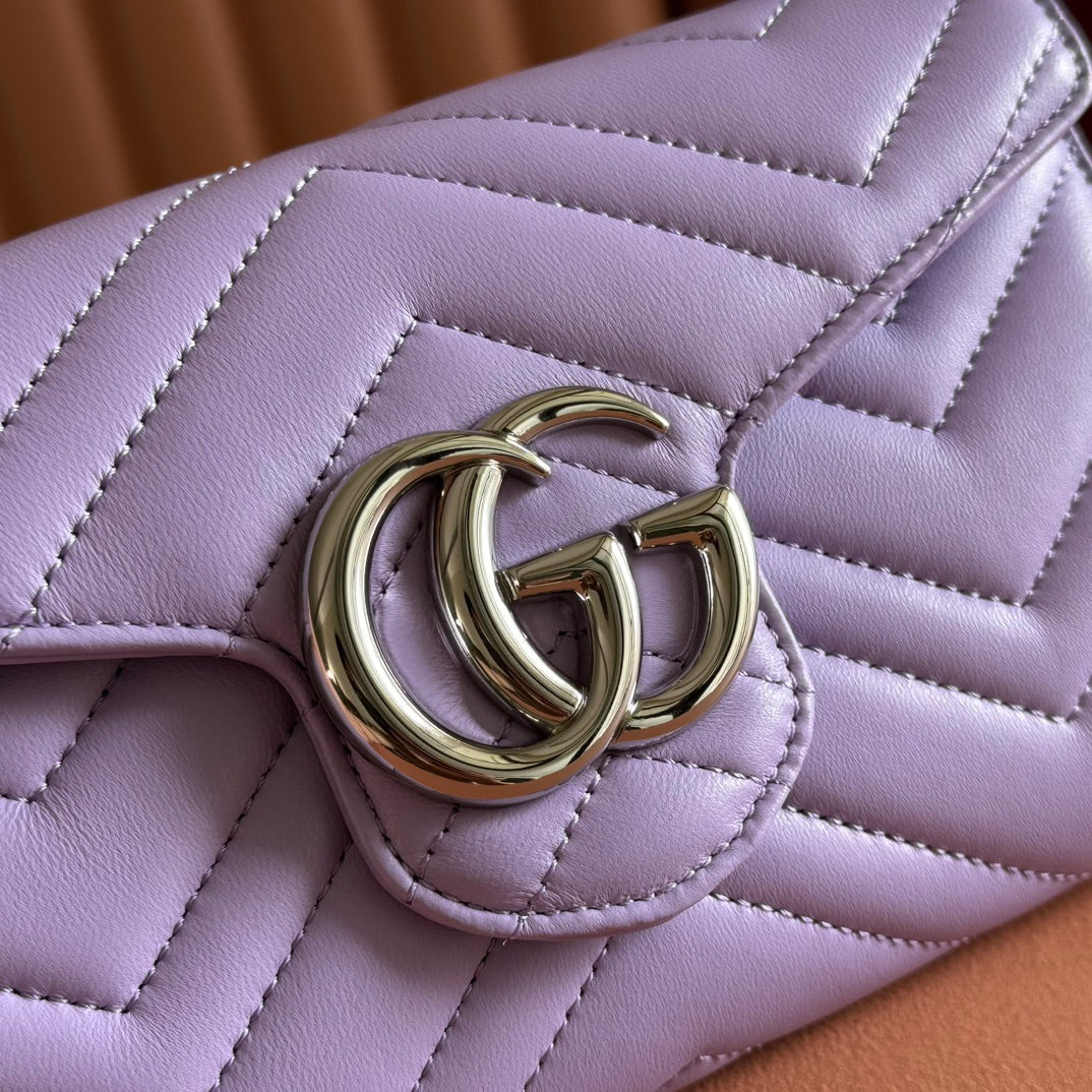 Gucci Marmont Chain Wallet Purple Cowhide 254971 mysite