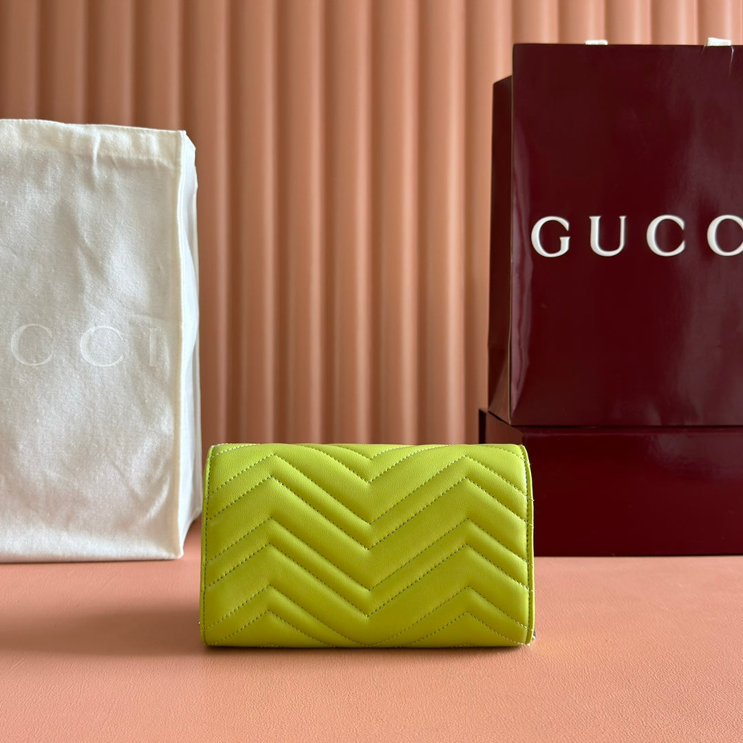 Gucci Marmont Chain Wallet Green Cowhide 254974 mysite