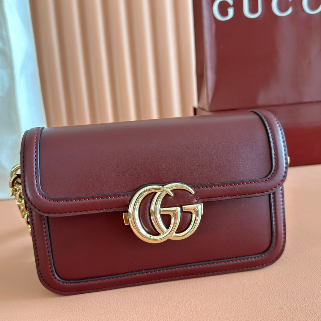 GG Go Small Shoulder Bag Dark Burgundy Cafskin 272153 mysite