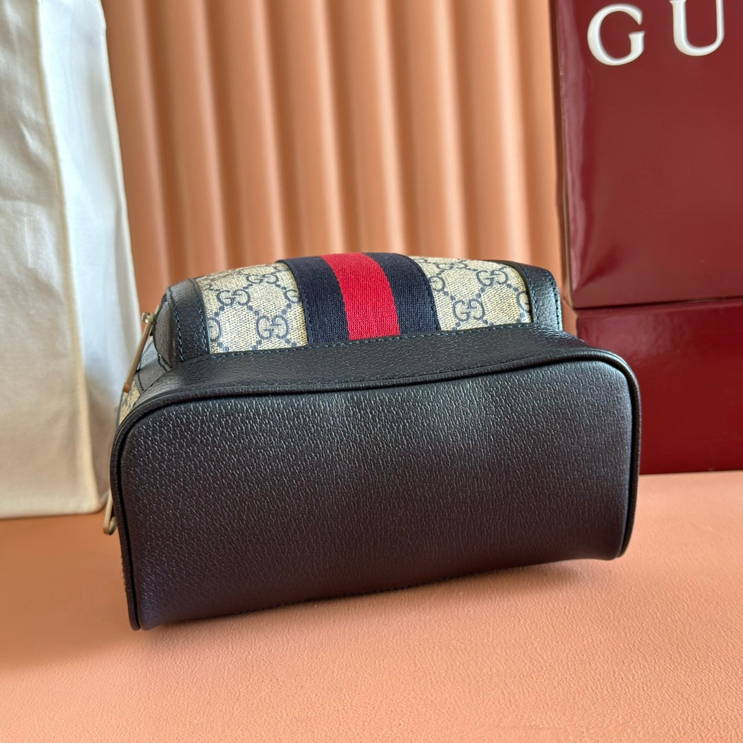 GG Small Ophidia Backpack Beige & Black GG Monogram Fabric 272185 mysite