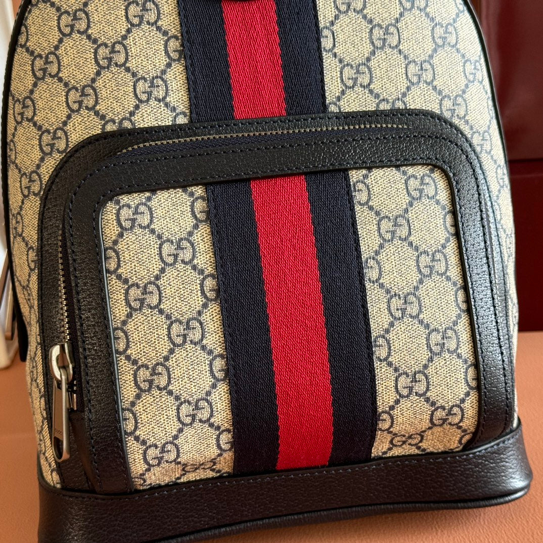 GG Small Ophidia Backpack Beige & Black GG Monogram Fabric 272185 mysite