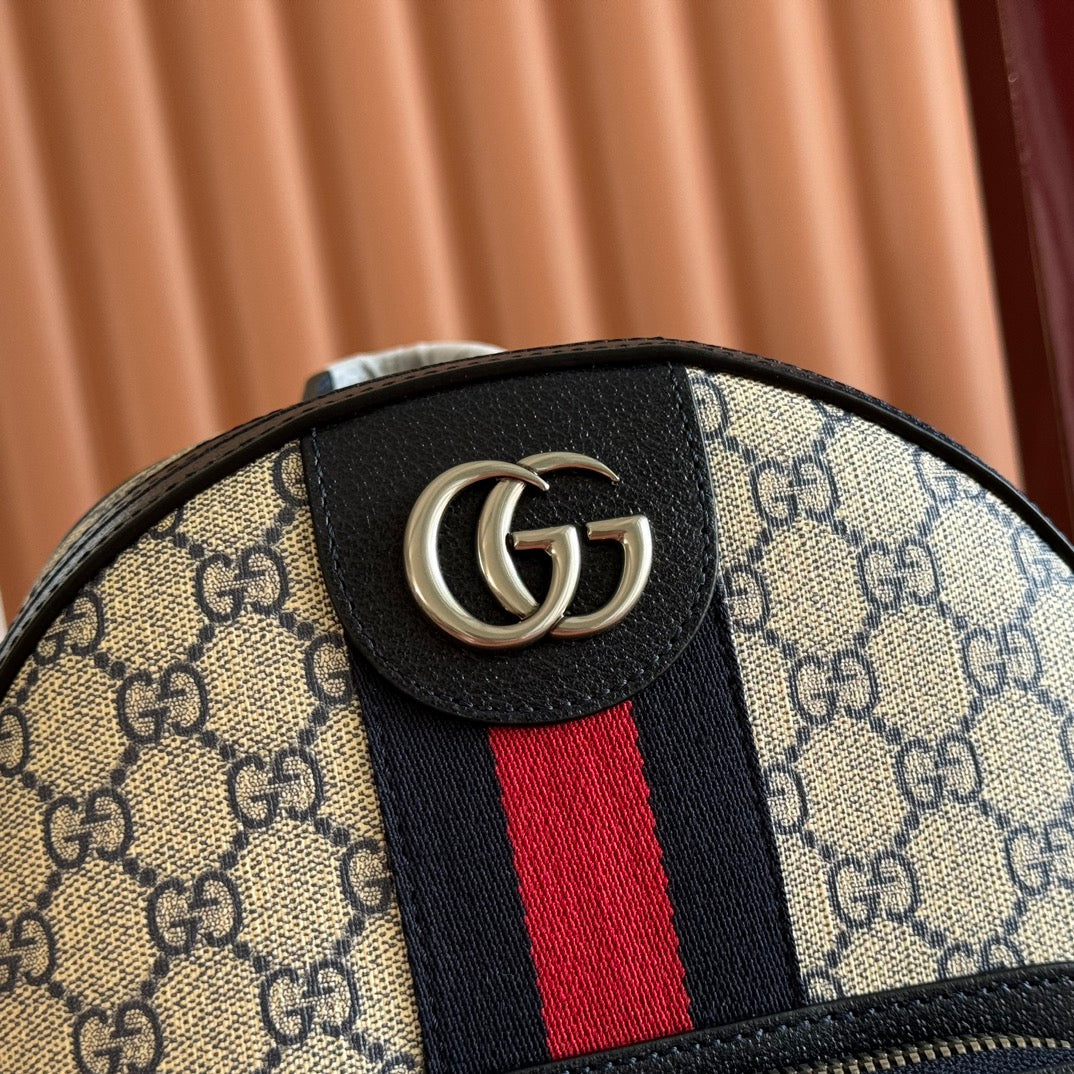 GG Small Ophidia Backpack Beige & Black GG Monogram Fabric 272185 mysite