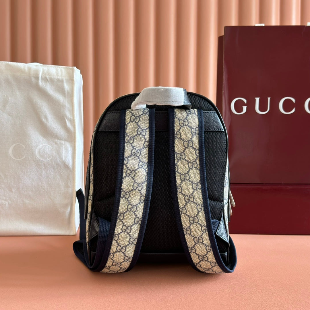 GG Small Ophidia Backpack Beige & Black GG Monogram Fabric 272185 mysite