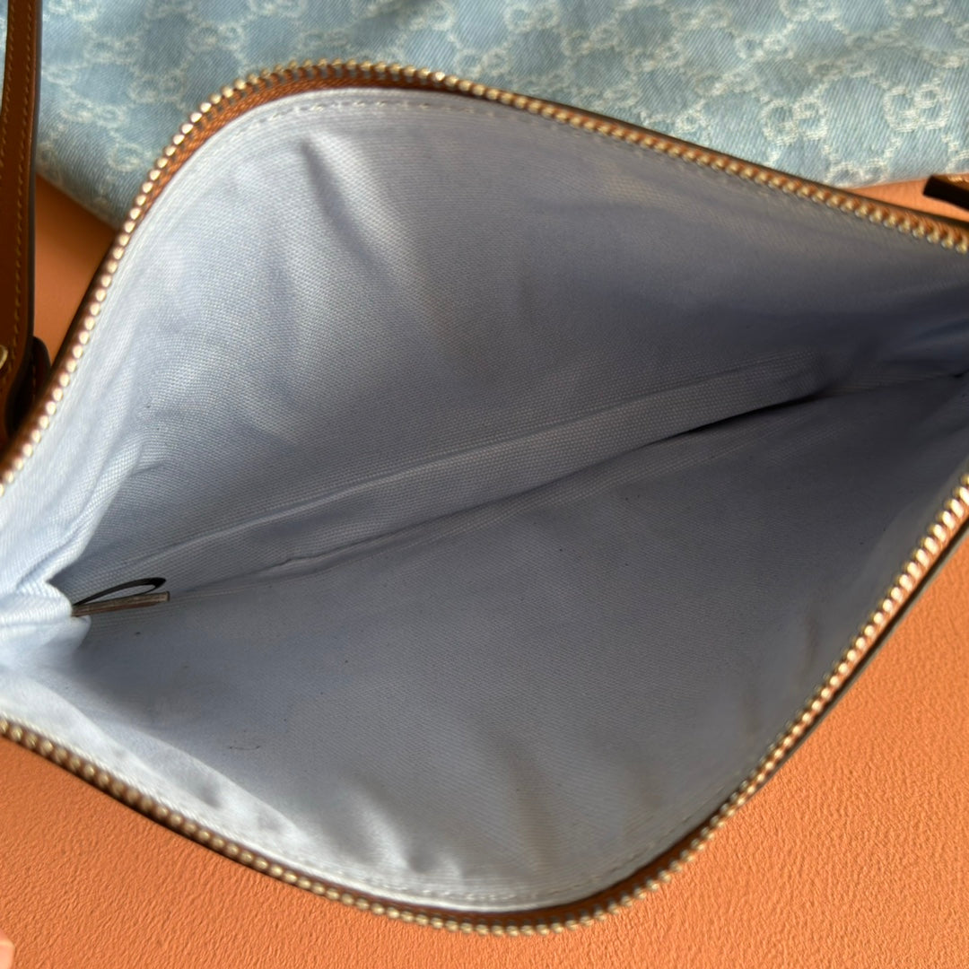 Gucci Totissima Tote Bag Blue White Denim Leather 257930 mysite