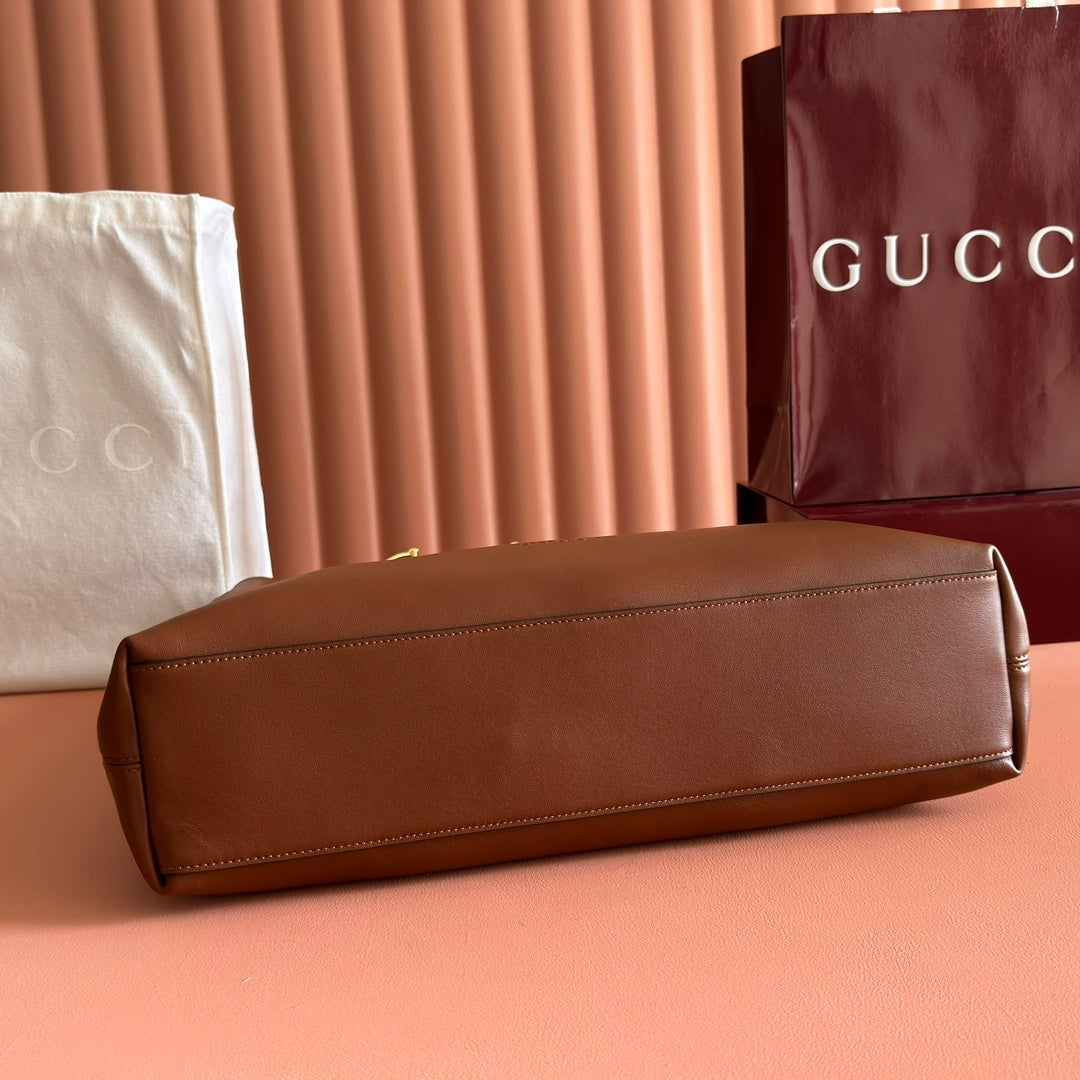 GG Beatrix Large Tote Bag Brown Smooth Leather GHW 272136 mysite