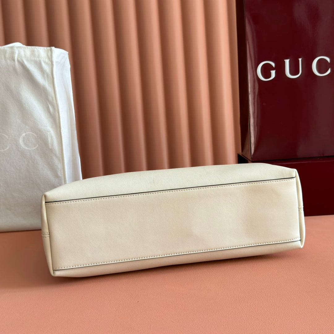 GG Beatrix Medium Tote Bag Cream Smooth Leather GHW 272127 mysite