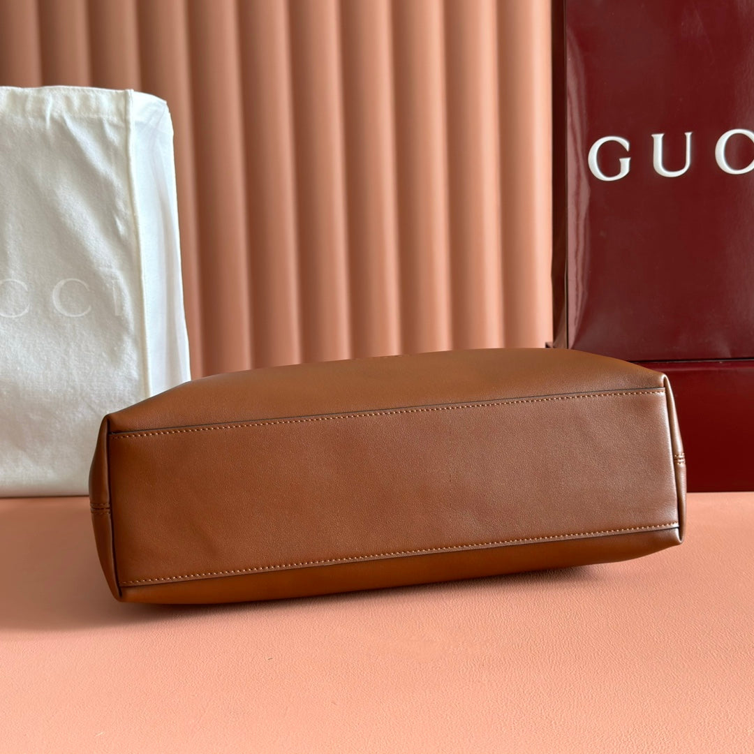 GG Beatrix Medium Tote Bag Brown Smooth Leather GHW 272126 mysite