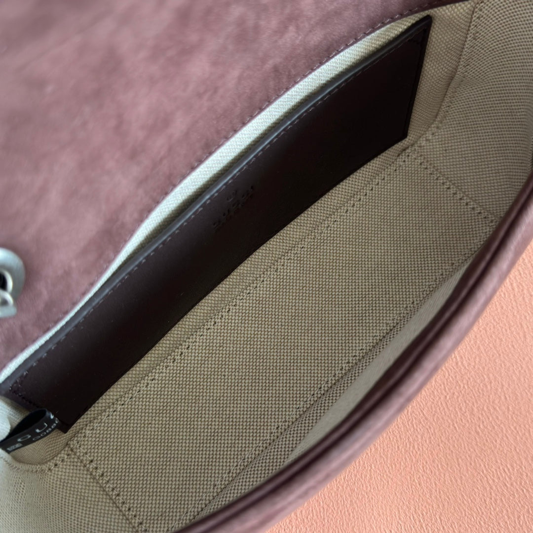 GG Marmont Medium Shoulder Bag Dark Brown Suede 272098 mysite