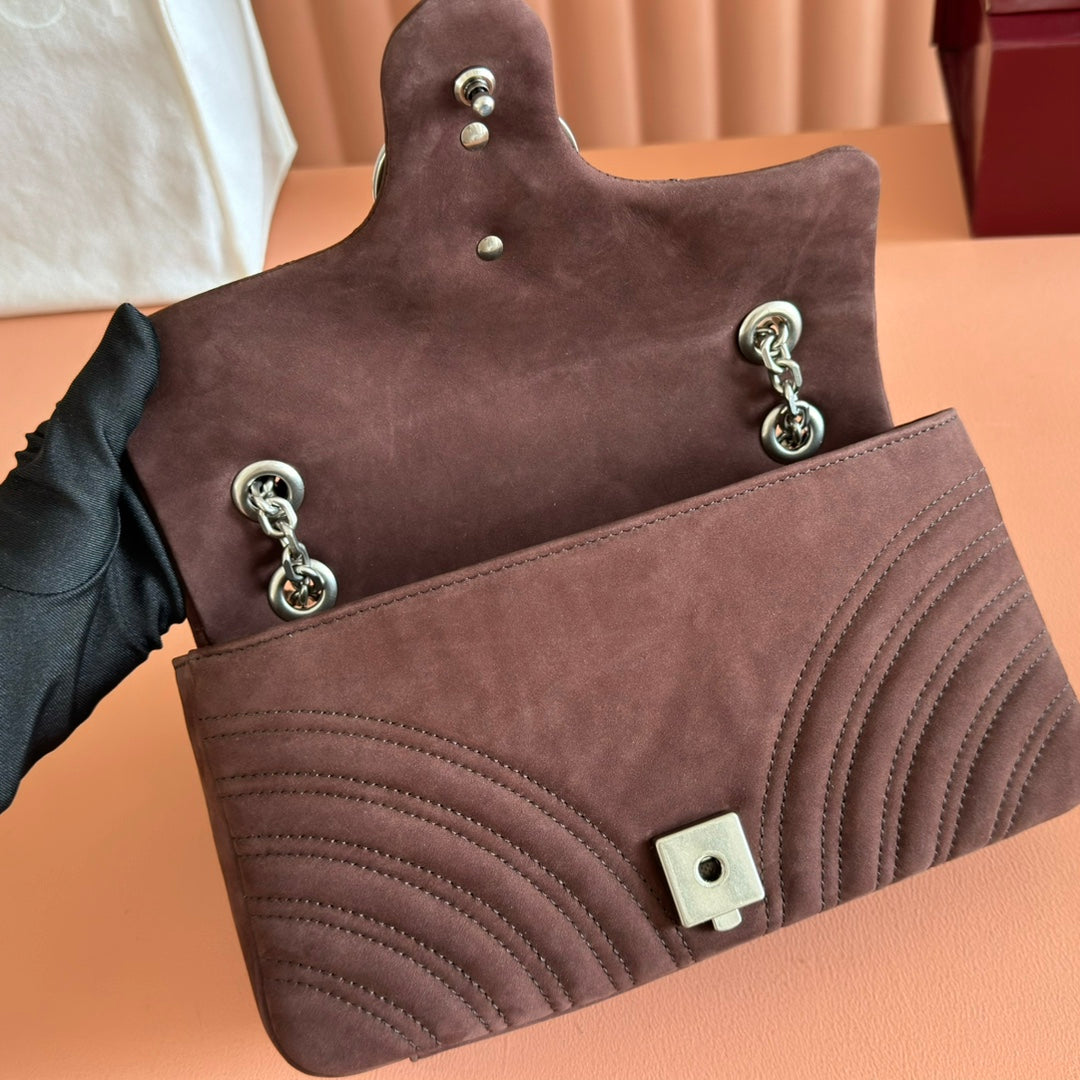 GG Marmont Shoulder Bag Dark Brown Suede 272099 mysite