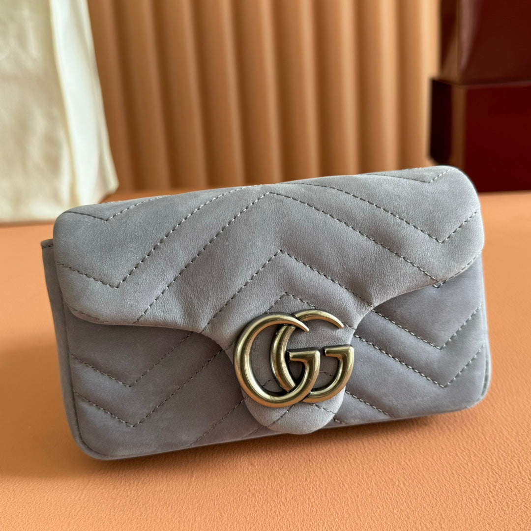 GG Marmont Mini Shoulder Bag Dusty Blue Suede 272092 mysite
