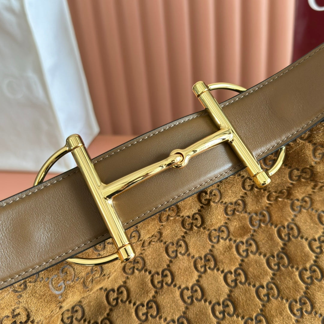 Gucci Beatrix Handbag 40 Caramel Brown Suede 271962 mysite