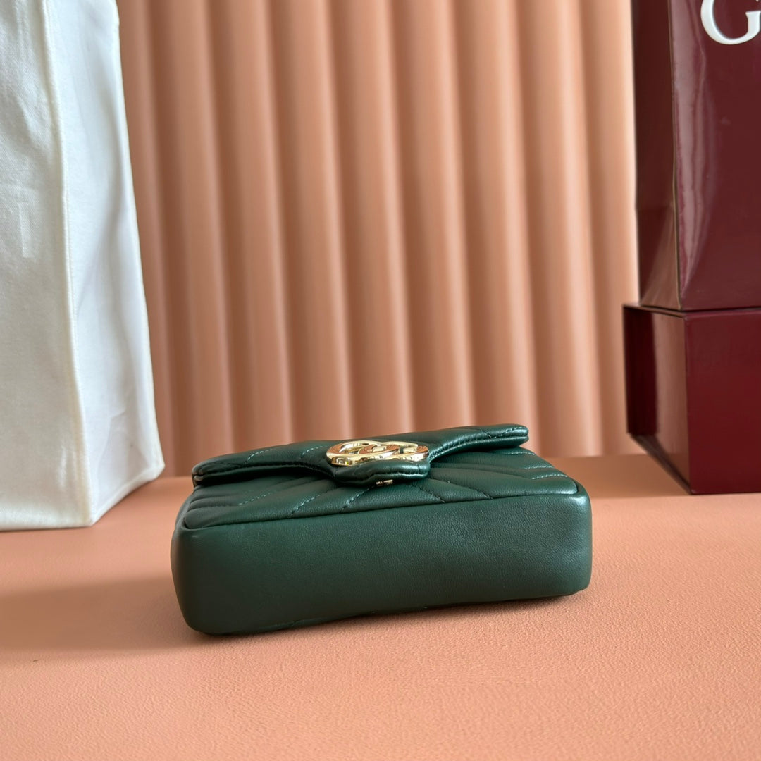 Gucci Marmont Bag 17 Dark Green Lambskin Gold Hardware 271791 mysite