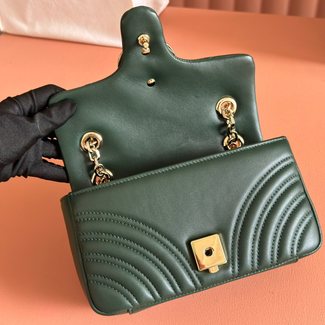 Gucci Marmont Bag 22 Dark Green Lambskin Gold Hardware 271792 mysite