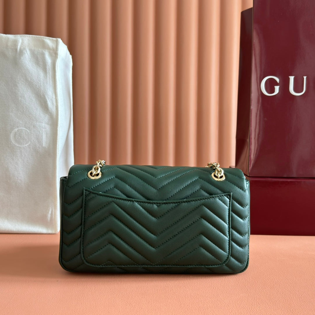 Gucci Marmont Bag 26 Dark Green Lambskin Gold Hardware 271793 mysite