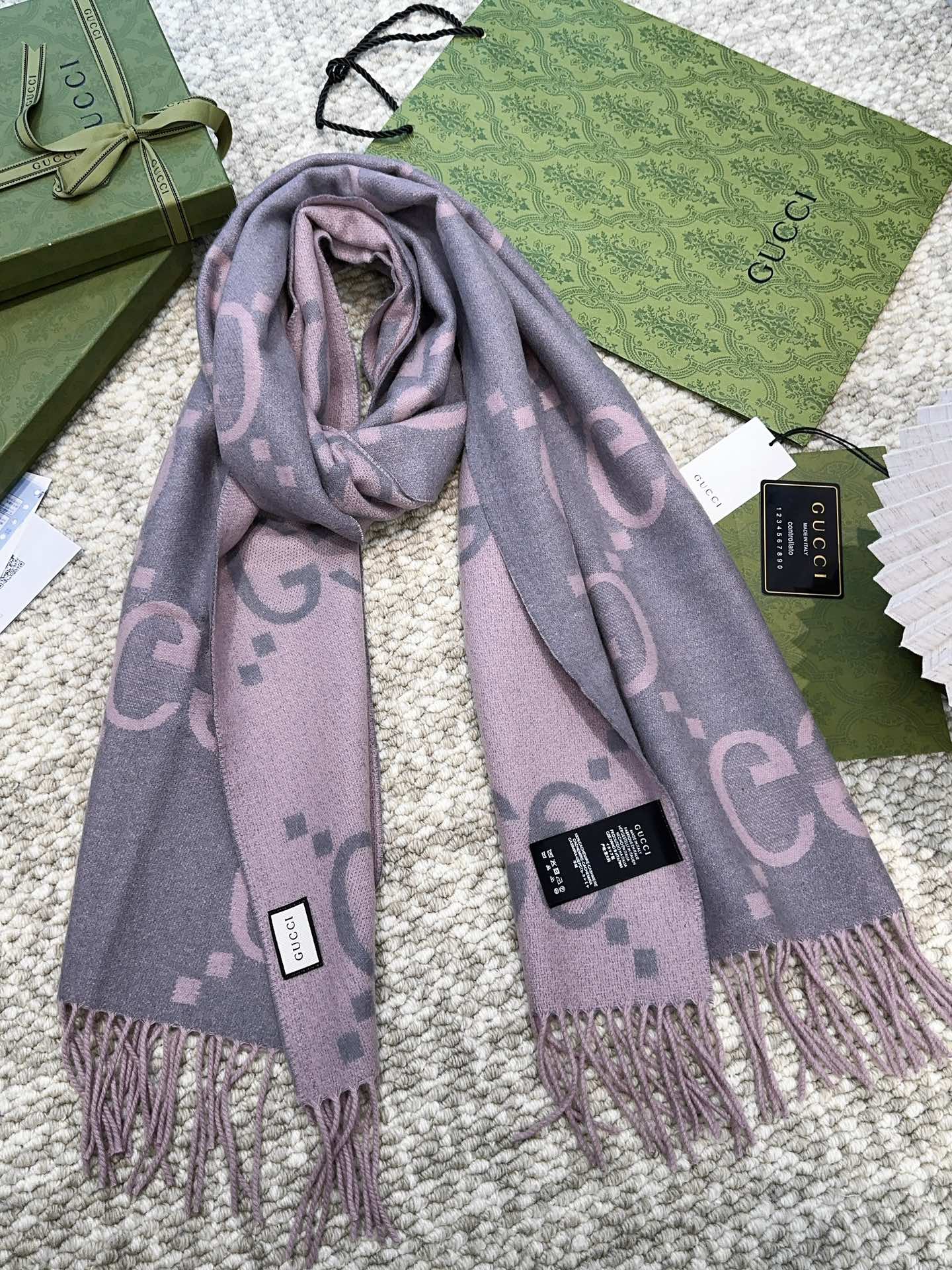 SCARF 200 CM IN LIGHT PINK MIX GRAY CASHMERE 396379 mysite
