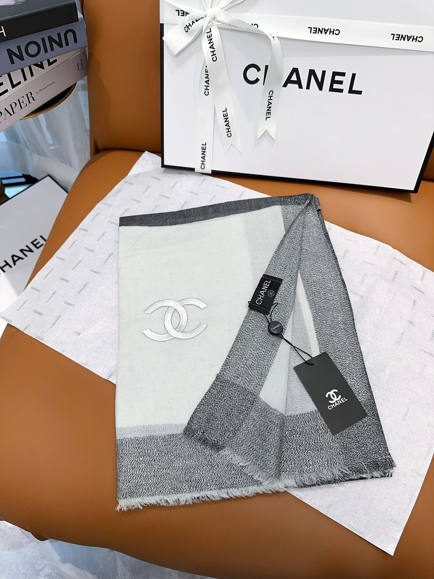 SCARF 200 CM IN MOUSE GRAY MIX WHITE CASHMERE 402261 mysite