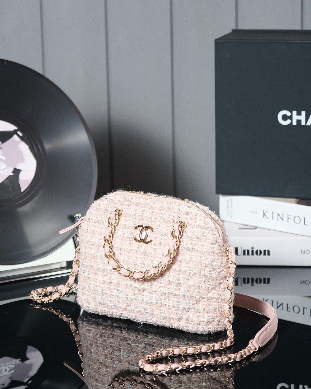 SMALL SHOPPING BAG 20 IN LIGHT PINK TWEED GOLD HARDWARE mysite