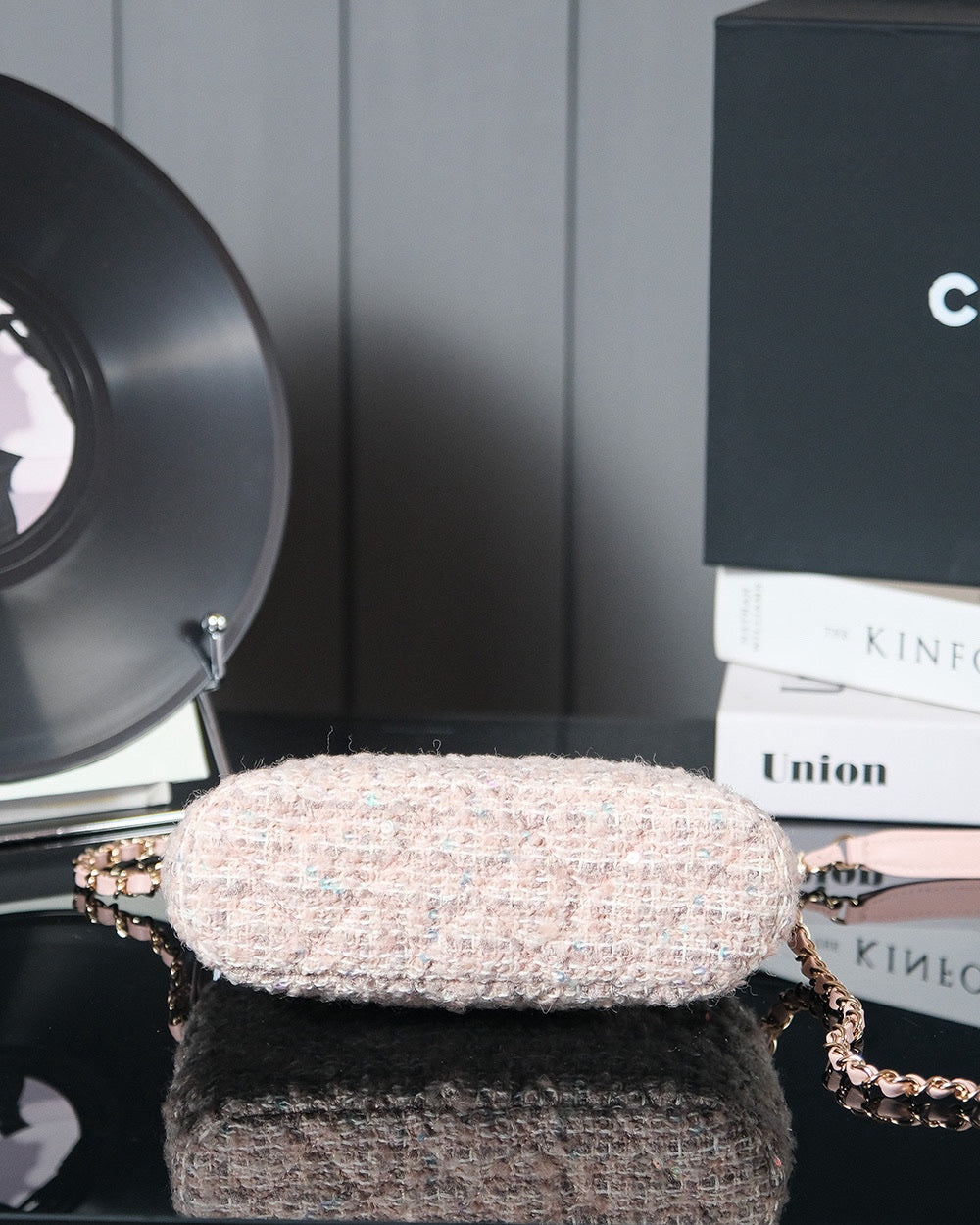 SMALL SHOPPING BAG 20 IN LIGHT PINK TWEED GOLD HARDWARE mysite
