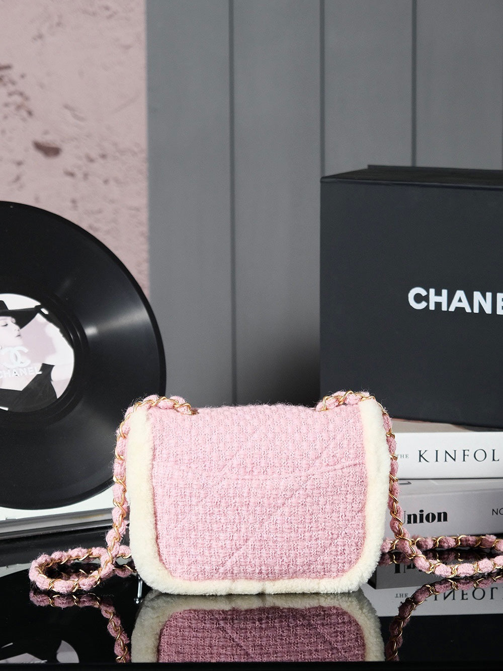 CC 24N Flap Bag 20cm Pink Beige Tweed Sherling mysite